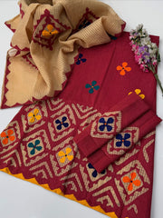 3 Pc Unstitched Cotton khaddar Applic