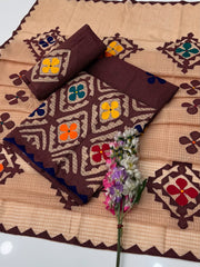3 Pc Unstitched Cotton khaddar Applic