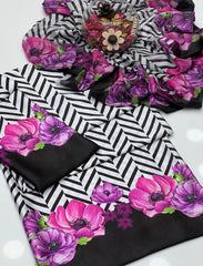 3 Pc Unstitched Shamoz silk Digital Prints