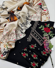 3 pc unstitched Dhanak Marina fabric