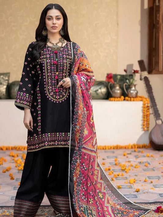 3 Pc Unstitched Dhanak Embroidered