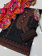 3 Pc Unstitched Dhanak Embroidered