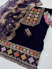 3 Pc Unstitched pure 9000 Micro Velvet