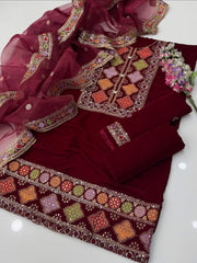 3 Pc Unstitched pure 9000 Micro Velvet