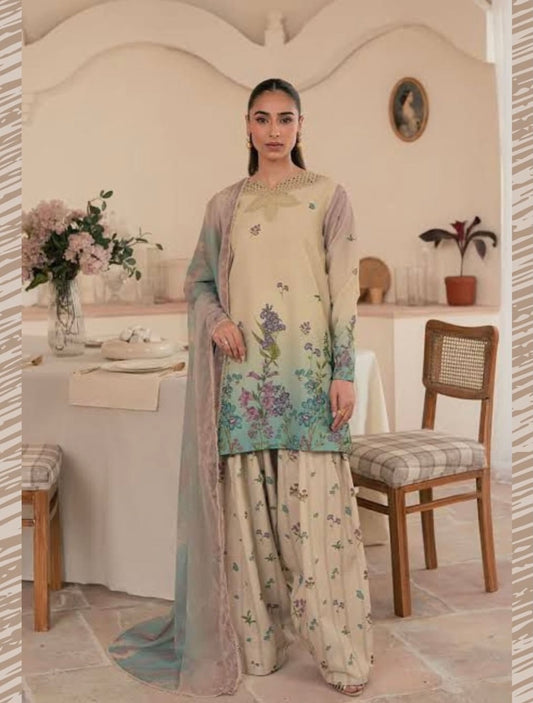 3 Pc Unstitched Shamoze Silk Digital Prints