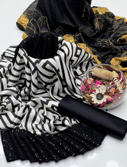 3 Pc Unstitched Shamoze Silk Digital Print Sequence