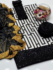 3 Pc Unstitched Shamoze Silk Digital Print Sequence