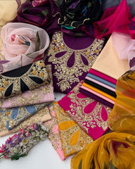 3 Pc Unstitched Lawn Handmade Stones/Paint