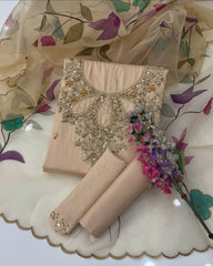 3 Pc Unstitched Lawn Handmade Stones/Paint