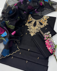 3 Pc Unstitched Lawn Handmade Stones/Paint