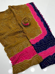 2 Pc Unstitched Rajistani Pure Chiffon Chunri