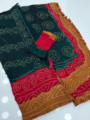 2 Pc Unstitched Rajistani Pure Chiffon Chunri