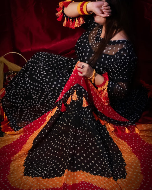 2 Pc Unstitched Rajistani Pure Chiffon Chunri