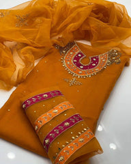 2 pc Un Stitched Handwork Zari Beads & Gotta Work