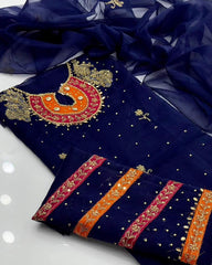 2 pc Un Stitched Handwork Zari Beads & Gotta Work