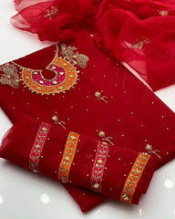 2 pc Un Stitched Handwork Zari Beads & Gotta Work