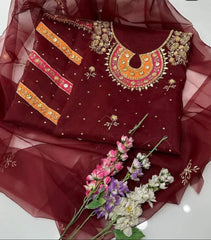 2 pc Un Stitched Handwork Zari Beads & Gotta Work