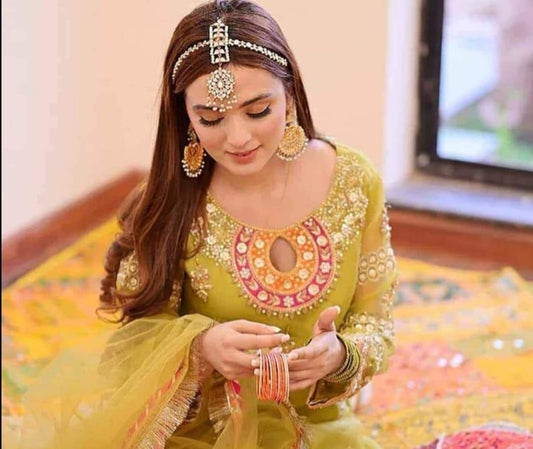 2 pc Un Stitched Handwork Zari Beads & Gotta Work