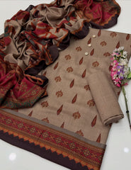 3 Pc Unstitched Kalamkari Pashmina Wool