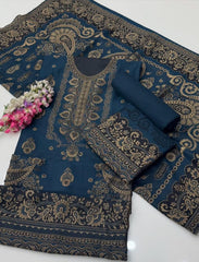 3 Pc Unstitched Wool jacquard
