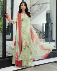 3 Pc Unstitched Shamoze Silk Fancy Neck