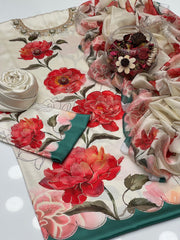 3 Pc Unstitched Shamoze silk Neck Fancy