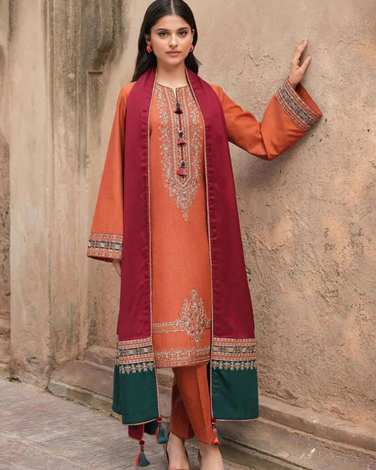 3 Pc Unstitched Dhanak Collection