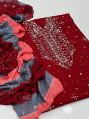 2 Pc Unstitched Mukesh Chiffon