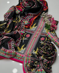 3 pc unstitched Shamoz silk digital print