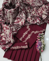 3 Pc Unstitched Dhanak Marina Embroidered