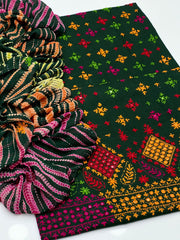 3 Pc Unstitched Handmade Kaj Tanka Lawn