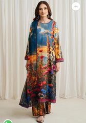 3 pc unstitched digital print Swiss lawn