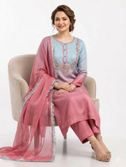 3 Pc Unstitched Shamoze Silk Embroidered