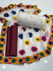 Mirror work chiffon with Pulkahri