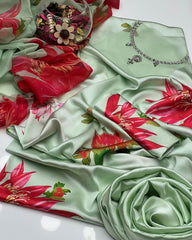 3 Pc Unstitched Shamoze Silk Fancy Neck