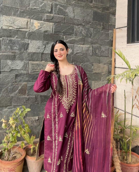 3 Pc Unstitched Handmade Gotta Lawn