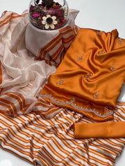 3 Pc Unstitched Shamoze silk Fancy Beqds