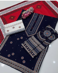 3 Pc Unstitched Dhanak Marian Embroidered