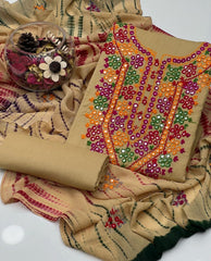 3 Pc Unstitched Handmade Balochi Lawn