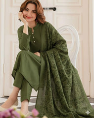 3 Pc Unstitched Dhanak Allover Jacquard