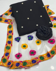 Mirror work chiffon with Pulkahri