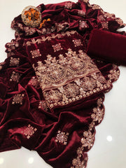 3 Pc Unstithed Velvet Collection