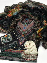 3 Pc Unstitched Digital Print Swiss Lawn