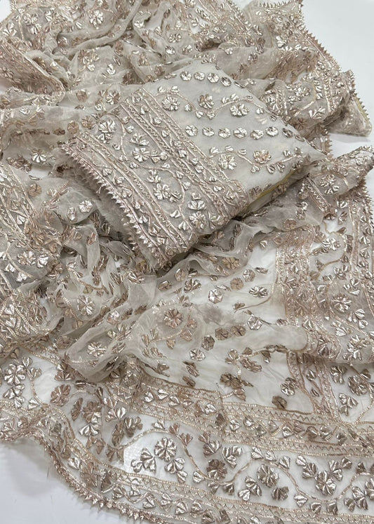 2 Pc Unstitched Organza LCD Gotta