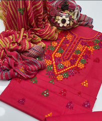 3 Pc Unstitched Handmade Balochi Lawn