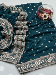 2 Pc Unstitched Bamber pure Chiffon Gotta(KSB0214)