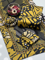 3 Pc Unstitched Soft Slub Digital Print.