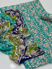 2 Pc Unstitched Handmade Chunri Gotta Chiffon