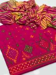 3 Pc Unstitched Handmade Kaj Tanka Lawn