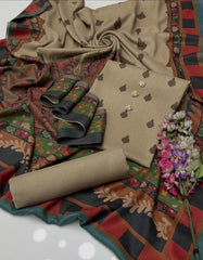 3 Pc Unstitched Kalamkari Pashmina Wool (KSB03)